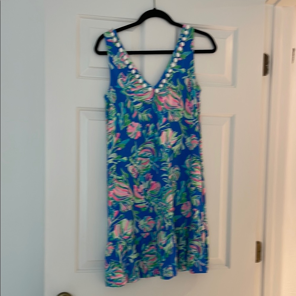 Floral Blue and Pink Sleeveless Dress